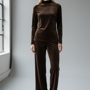 Dark Chocolate Set of Velvet Pants and Shirt